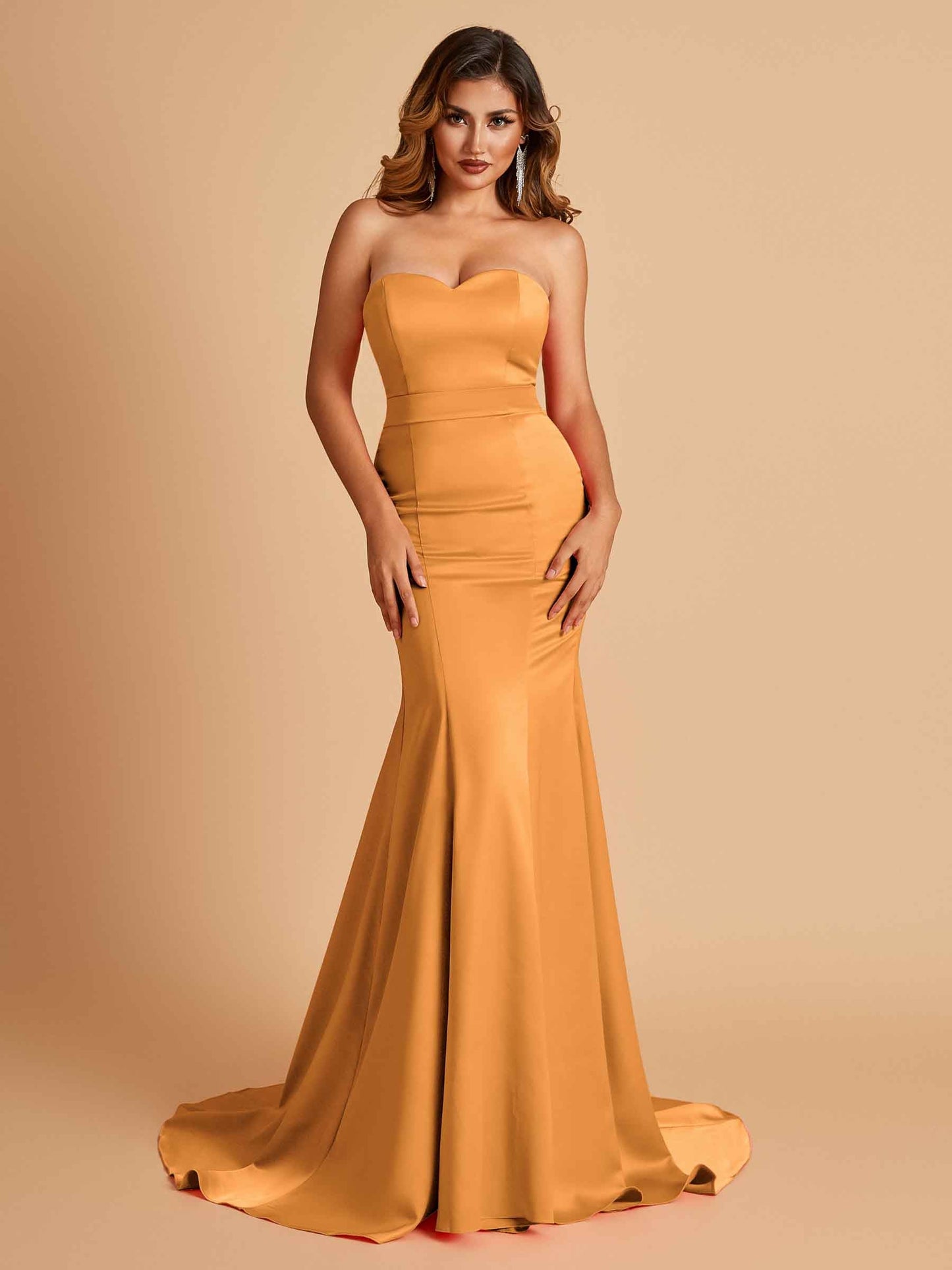 Sexy Satin Sweetheart Mermaid Prom Dresses Strapless Floor Length