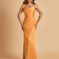 Sexy Off Shoulder Mermaid Long Prom Dresses Satin Spaghetti Straps Floor Length