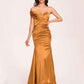 Satin One-shoulder Bridesmaid Dresses Pleats Floor Length Mermaid Long
