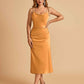 Sexy Satin Midi Prom Dresses Spaghetti Straps Slip Scoop Side Slit