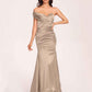 Satin One-shoulder Bridesmaid Dresses Pleats Floor Length Mermaid Long