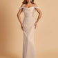 Sexy Off Shoulder Mermaid Long Prom Dresses Satin Spaghetti Straps Floor Length