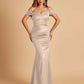 Satin Mermaid Off Shoulder Bridesmaid Dresses Sweetheart Floor Length