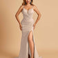 Satin Mermaid Long Prom Dresses Spaghetti Straps Sweetheart Side Slit Floor Length