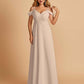 Chiffon Off-shoulder Long Bridesmaid Dresses V-neck Floor Length A-line For Sale