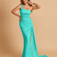 Sexy Satin One Shoulder Mermaid Bridesmaid Dresses Pleats Floor Length