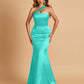 Sexy Satin Mermaid Bridesmaid Dresses One Shoulder Floor Length