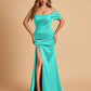 Satin One-shoulder Long Bridesmaid Dresses Side Slit With Pleats Mermaid