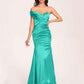 Satin One-shoulder Bridesmaid Dresses Pleats Floor Length Mermaid Long