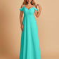 Chiffon Off-shoulder Long Bridesmaid Dresses V-neck Floor Length A-line For Sale