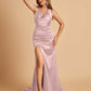 Sexy Satin Open Back Prom Dresses Mermaid V-neck Side Slit With Train