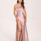 Sexy Satin One-shoulder Bridesmaid Dresses Side Slit Sheath Floor Length Long