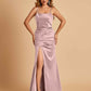 Sexy Satin Spaghetti Straps Prom Dresses Open Back Mermaid Floor Length Unique
