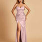 Sexy Satin Mermaid Long Bridesmaid Dresses Strapless Sweetheart Side Slit Floor Length