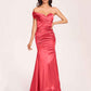 Satin One-shoulder Bridesmaid Dresses Pleats Floor Length Mermaid Long