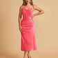 Sexy Satin Midi Prom Dresses Spaghetti Straps Slip Scoop Side Slit