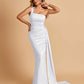 Sexy Satin One Shoulder Mermaid Bridesmaid Dresses Pleats Floor Length