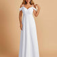 Chiffon Off-shoulder Long Bridesmaid Dresses V-neck Floor Length A-line