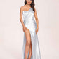 Sexy Satin One-shoulder Bridesmaid Dresses Side Slit Sheath Floor Length Long