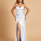 Sexy Satin Mermaid Long Bridesmaid Dresses Strapless Sweetheart Side Slit Floor Length