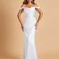 Sexy Off Shoulder Mermaid Long Bridesmaid Dresses Satin Spaghetti Straps Floor Length