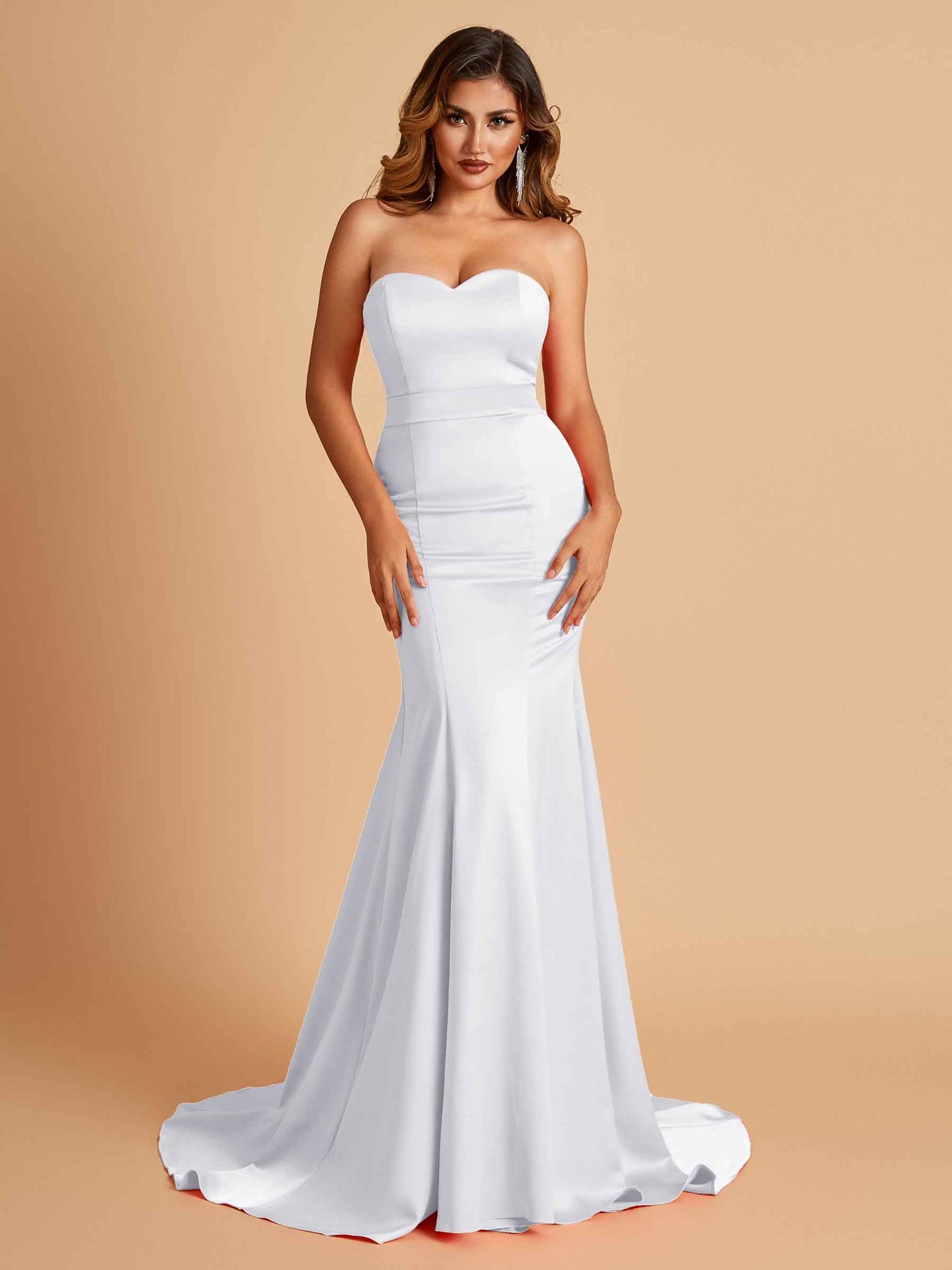 Sexy Satin Sweetheart Mermaid Prom Dresses Strapless Floor Length