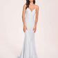 Sexy Satin Mermaid Prom Dresses Spaghetti Straps V-neck Floor Length Lace-up Back