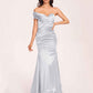 Satin One-shoulder Bridesmaid Dresses Pleats Floor Length Mermaid Long