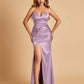 Sexy Satin Mermaid Long Bridesmaid Dresses Strapless Sweetheart Side Slit Floor Length