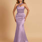 Sexy Satin Mermaid Bridesmaid Dresses One Shoulder Floor Length
