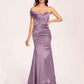 Satin One-shoulder Bridesmaid Dresses Pleats Floor Length Mermaid Long