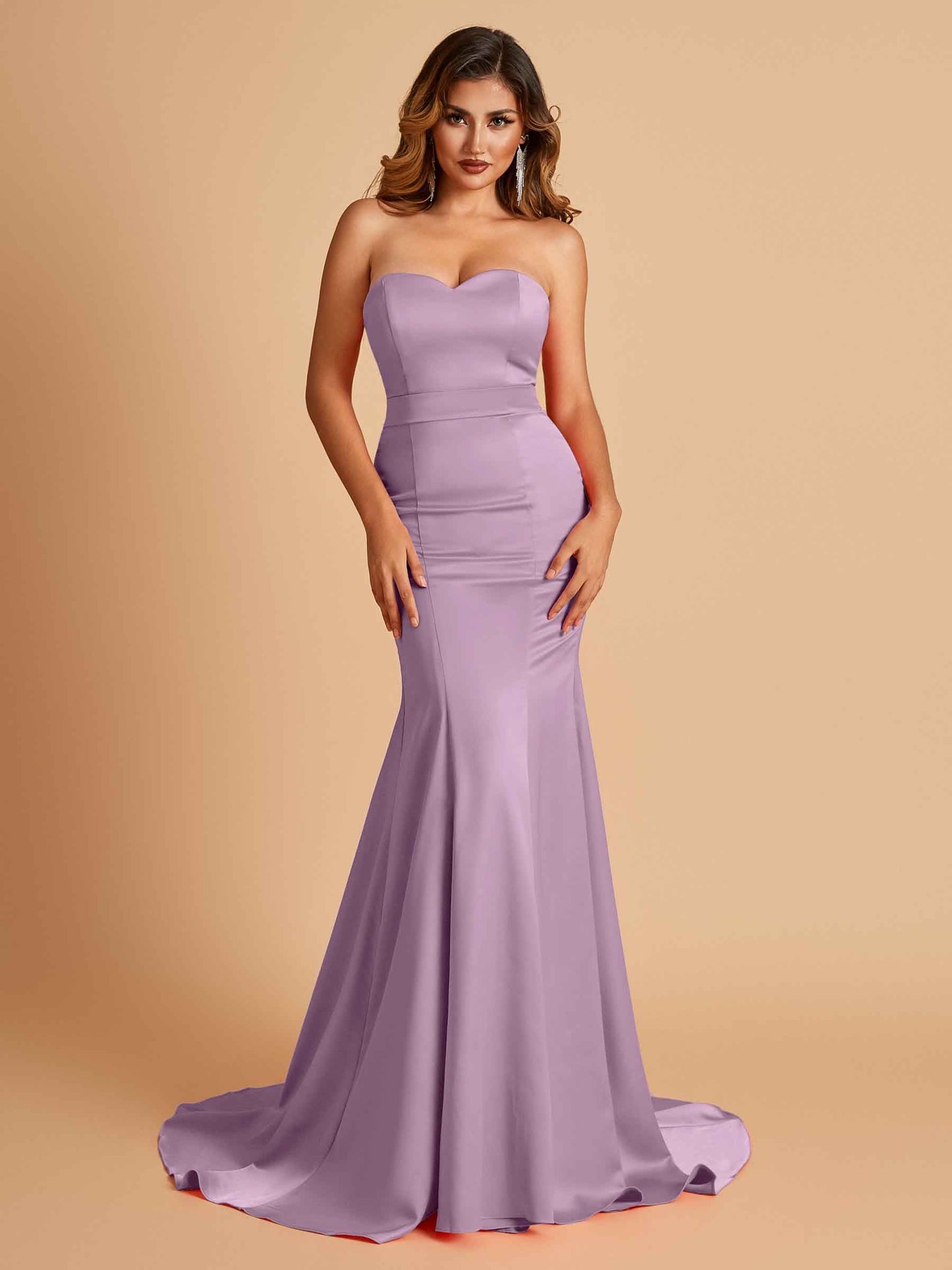 Sexy Satin Sweetheart Mermaid Prom Dresses Strapless Floor Length