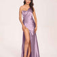 Sexy Satin One-shoulder Bridesmaid Dresses Side Slit Sheath Floor Length Long