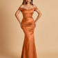 Satin Mermaid Off Shoulder Bridesmaid Dresses Sweetheart Floor Length