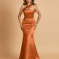 Sexy Satin Mermaid Bridesmaid Dresses One Shoulder Floor Length