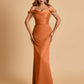Sexy Off Shoulder Mermaid Long Bridesmaid Dresses Satin Spaghetti Straps Floor Length