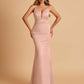 Satin Deep V-neck Mermaid Bridesmaid Dresses Open Back Floor Length