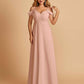 Chiffon Off-shoulder Long Bridesmaid Dresses V-neck Floor Length A-line