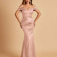 Satin Mermaid Off Shoulder Bridesmaid Dresses Sweetheart Floor Length