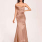 Satin One-shoulder Bridesmaid Dresses Pleats Floor Length Mermaid Long