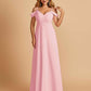 Chiffon Off-shoulder Long Bridesmaid Dresses V-neck Floor Length A-line For Sale