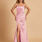 Sexy Satin Spaghetti Straps Prom Dresses Open Back Mermaid Floor Length Unique