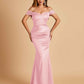 Satin Mermaid Off Shoulder Bridesmaid Dresses Sweetheart Floor Length