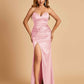 Sexy Satin Mermaid Long Bridesmaid Dresses Strapless Sweetheart Side Slit Floor Length