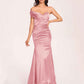 Satin One-shoulder Bridesmaid Dresses Pleats Floor Length Mermaid Long