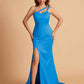Elegant Satin One Shoulder Sweetheart Mermaid Long Bridesmaid Dresses