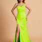 Elegant Satin One Shoulder Sweetheart Mermaid Long Bridesmaid Dresses