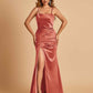 Sexy Satin Spaghetti Straps Prom Dresses Open Back Mermaid Floor Length Unique