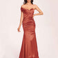 Satin One-shoulder Bridesmaid Dresses Pleats Floor Length Mermaid Long