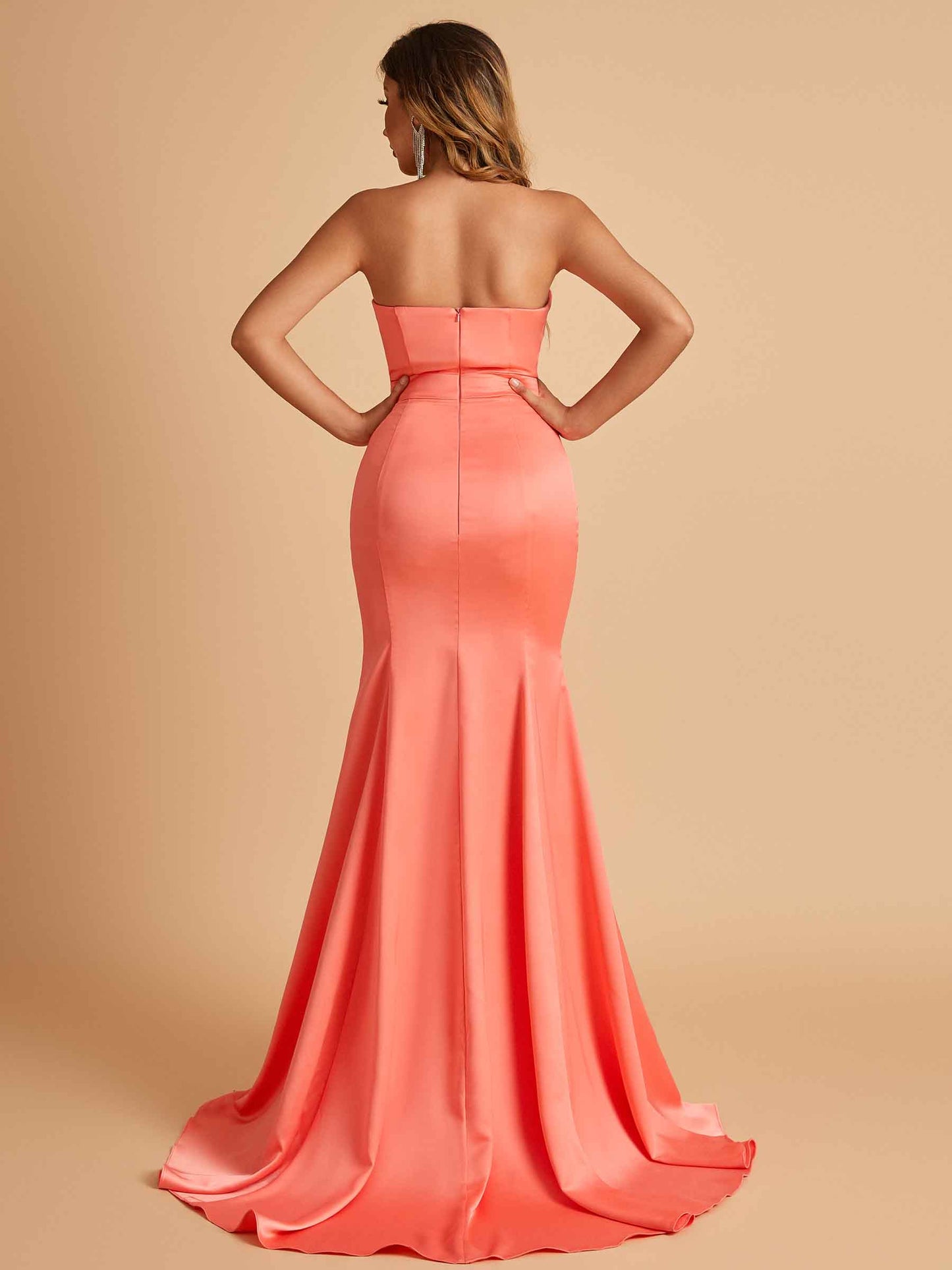 Sexy Satin Sweetheart Mermaid Bridesmaid Dresses Strapless Floor Length